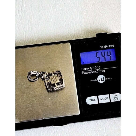 Gabriel and Co. Sterling 925 Silver/ Steel Dimond Scroll Filigree Square Pendant - Picture 8 of 8